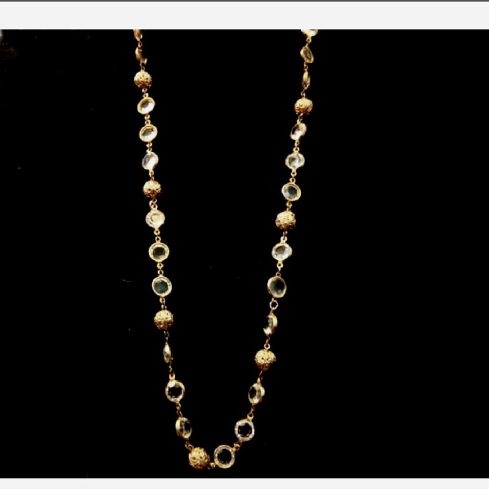 Chanel Vintage Luxury Designer Gold & Crystal Station Sautoir Necklace - Picture 8 of 10